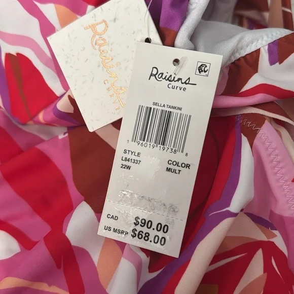 Raisins Curve Trendy Plus Size Sella Ruffled Tankini Top NWT - Picture 3 of 4